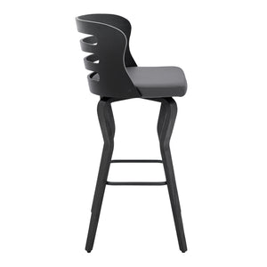 English Elm Lusera 30" Swivel Bar Stool - Gray Faux Leather With Black Wood Base For Modern Comfort & Style B2736P268537