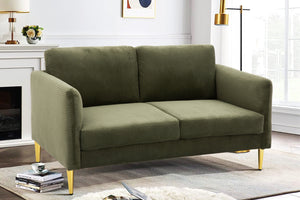 English Elm 60.63" Wide Modern Corduroy Loveseat with Plush 5.5" Cushions, Solid Wood Frame, Space-Saving Design Green B2735P390629