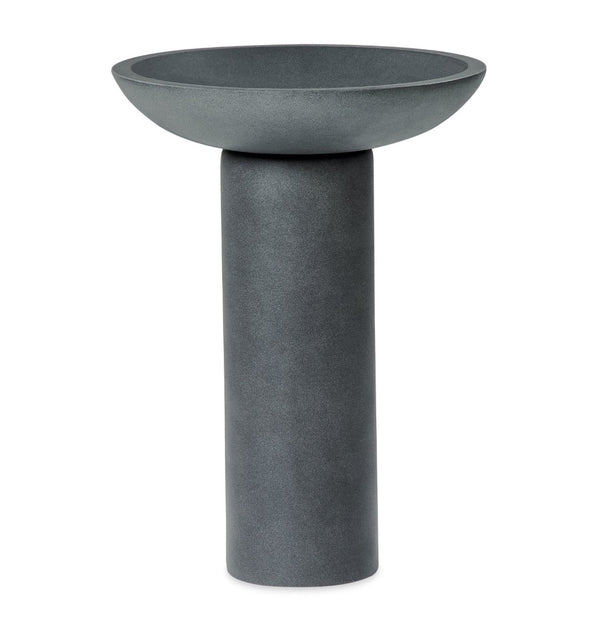 English Elm Polyresin Column Pedestal Birdbath Faux Stone Finish Weather Resistant Outdoor Garden N772P450057G