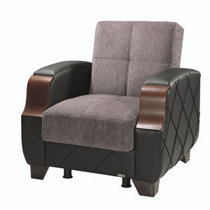 English Elm PrimeNest Marabella Collection Upholstered Convertible Armchair with Storage and Sleeper Functionality Brown+Black,Gray B030P286223