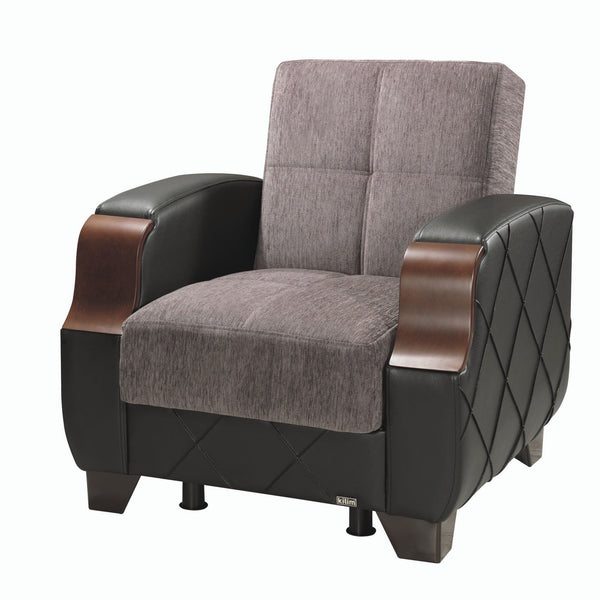 English Elm PrimeNest Marabella Collection Upholstered Convertible Armchair with Storage and Sleeper Functionality Brown+Black,Gray B030P286223
