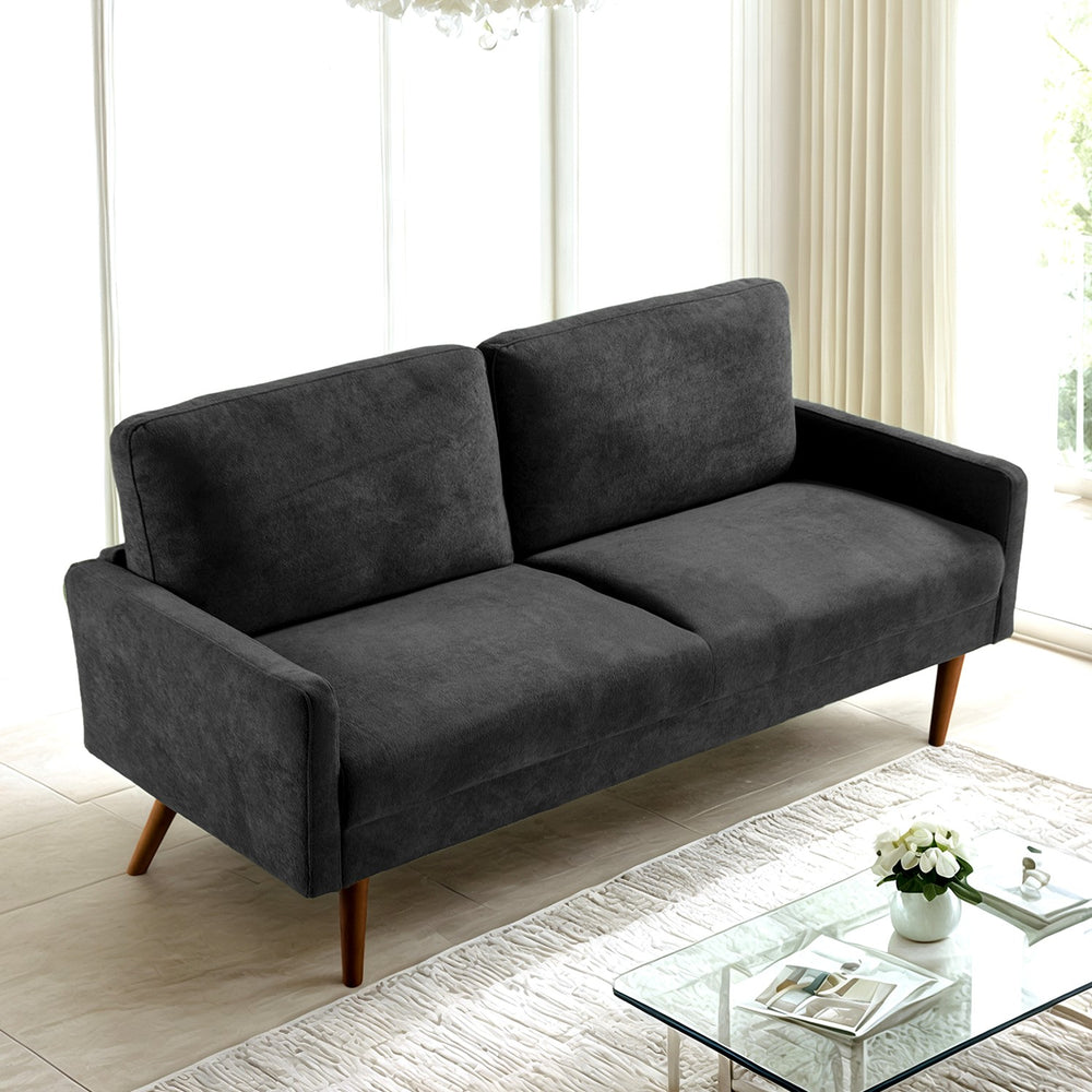 English Elm Velvet Kent 3-Seater Sofa with Plush Upholstery, European Modern-Vintage Design and Durable Build Black B2735P291964
