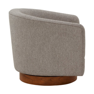 English Elm Miramar Plush Chenille Barrel Swivel Chair with Warm Wood Base, 360° Comfort and Removable Cushion Gray B050P322578