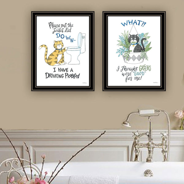 English Elm Trendy Decor 4u Humorous Hand-lettered Two-piece Framed Wall Art Set for Home Bar B067P256630