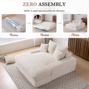 English Elm 028-oversized Corduroy Chaise Sleeper Sofa with Foam Support for Apartments W527P412860