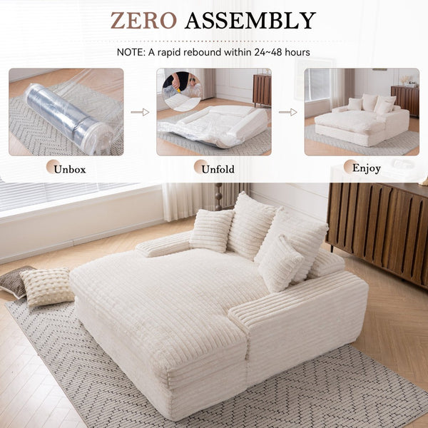 English Elm 028-oversized Corduroy Chaise Sleeper Sofa with Foam Support for Apartments W527P412860