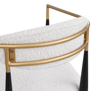 English Elm Dining Arm Chairs Set of 2 Gold Accent Iron Frame Upholstered Modern Minimalist N771P392272B