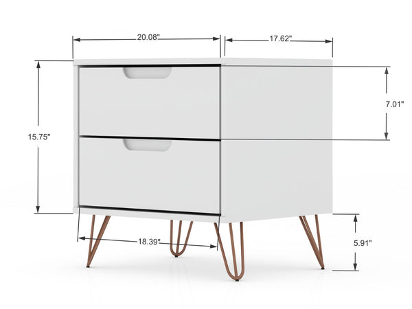 English Elm Rockefeller 20" Modern White Nightstand With 2 Drawers And Customizable Handle Options For Style B365P398170-GIGA