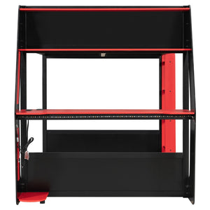 English Elm Full-size Gaming Loft Bed with Integrated Rgb Desk Usb Ports and Esports Frame Red LT000239AAR