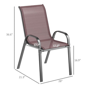 English Elm Stackable Outdoor Dining Chairs Set of 4 Mesh Back Patio Seating with Steel Frame T3971P444980