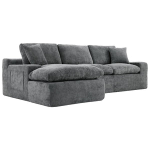 English Elm Cloud Modular Sectional Sofa with Double-Layer Cushioning, Deep 21.5" Seat, Chenille Upholstery & Side Pockets Grey N719S001980E