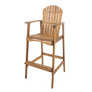 English Elm Christopher Knight Home® - Outdoor Acacia Wood Adirondack Barstools Set of 2 — Weather-Resistant Slat-Back High Seat, Handcrafted Appeal Natural Stained 61680.00NTLS