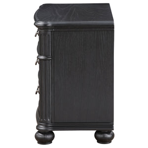 English Elm Taylor Black 3-Drawer Nightstand with Felt-Lined Organizer, Antique Copper Pulls, Sleek Bedroom Storage B062P299900