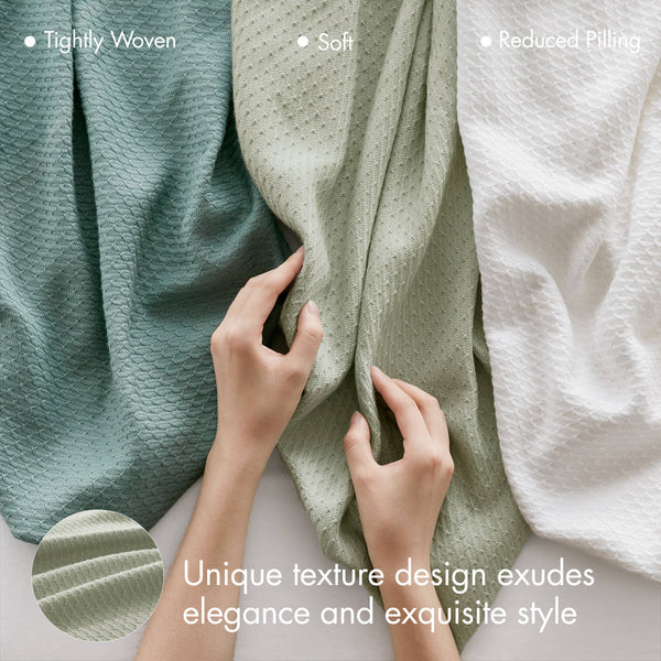 JLA Home Madison Park - Blanket — Ultra-Soft Egyptian Cotton Throw for Bed & Sofa, Breathable, Durable, Machine-Washable Comfort Sage Green MP51N-8848