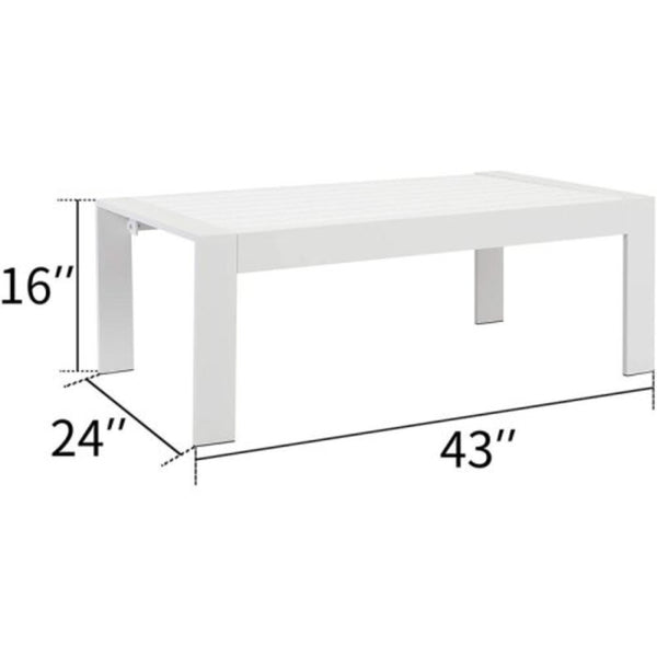 English Elm 3-piece Outdoor Aluminum Conversation Set with Deep Cushions and Wpc Coffee Table Grey+White B082S00087