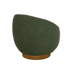 JLA Home INK+IVY - Shearling Barrel-Back Swivel Chair with 360° Wood Base — Plush Sherpa Upholstery, Mid-Century Flair Green II103-0579