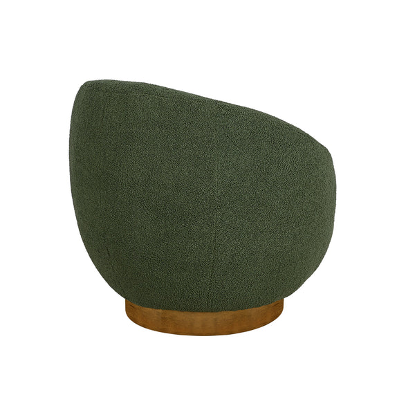 JLA Home INK+IVY - Shearling Barrel-Back Swivel Chair with 360° Wood Base — Plush Sherpa Upholstery, Mid-Century Flair Green II103-0579