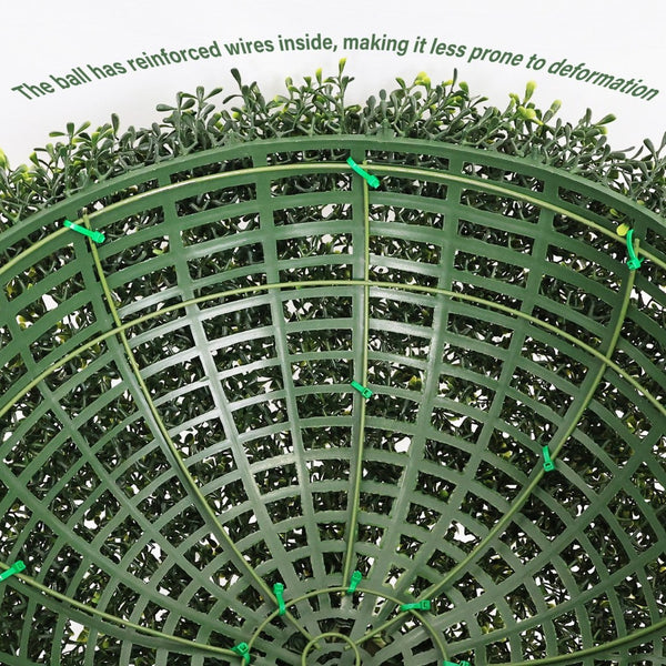 English Elm 22.4in Faux Boxwood Topiary Spheres Lush Polyethylene Foliage for Porch or Patio W2945P460786