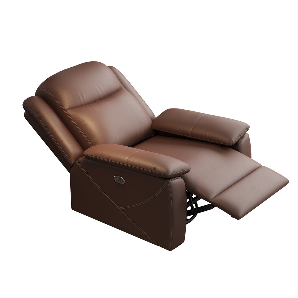 English Elm Rocker Power Recliner with USB Charging Port and 360° Swivel, Ergonomic Overstuffed Comfort Dark Brown W3795P357748