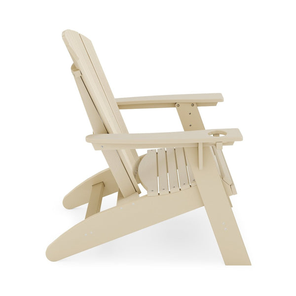 English Elm Adirondack Hdpe Poly Lumber Chair with Cup Holder for Patio Garden Poolside Beige B195P198768