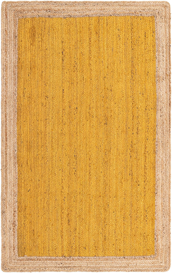 Unique Loom Braided Jute Goa Hand Braided Border Rug Yellow, Natural 5' 1" x 8' 0"