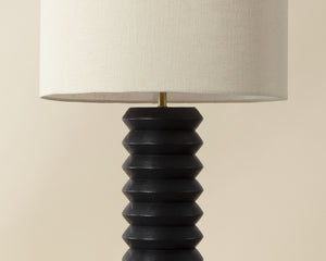 Sunpan Oletto Table Lamp - Modern Design with Wooden Base, Elegant Beige Finish for Any Home Décor Black