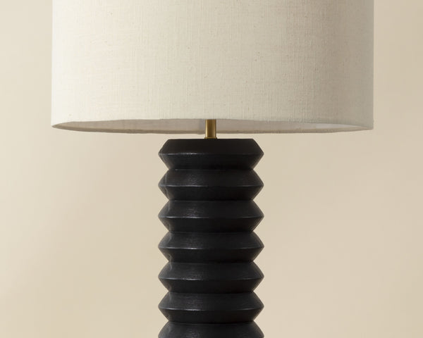 Sunpan Oletto Table Lamp - Modern Design with Wooden Base, Elegant Beige Finish for Any Home Décor Black