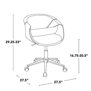 English Elm Task Chair with Chrome Five Star Base Grey Fabric Seat for Modern Home Office Use Chrome,Light Grey B202P474183