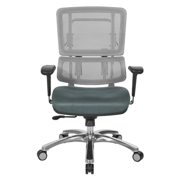 OSP Home Furnishings White Mesh Back Ergonomic Office Chair with Lumbar Support and Adjustable Arms for Managers 99661W-2M