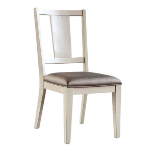 English Elm White Oak Finish 2pc Side Chair Faceted Panel Back Padded Seat Transitional Dining Room Chair, Durable Oak Fabric Upholstery, Simple Assembly Included B2741P406254