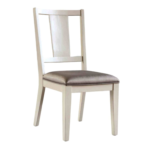 English Elm White Oak Finish 2pc Side Chair Faceted Panel Back Padded Seat Transitional Dining Room Chair, Durable Oak Fabric Upholstery, Simple Assembly Included B2741P406254