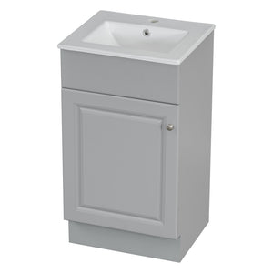 English Elm [video] Compact Sage Green Bathroom Vanity with Ceramic Sink Soft Close Cabinet Grey N759P237932E