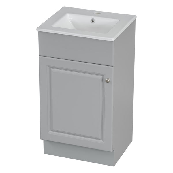 English Elm [video] Compact Sage Green Bathroom Vanity with Ceramic Sink Soft Close Cabinet Grey N759P237932E