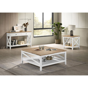English Elm Evanston Wire-brushed Ash Veneer Square Coffee Table with Open Shelf Farmhouse Design B062P441455