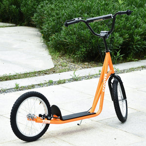 English Elm Aosom Youth Kick Scooter Steel Frame Inflatable Wheels Dual Brakes Adjustable Bar Orange W2225P217073
