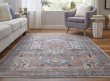 Feizy Rugs Percy Transitional Medallion Area Rug - Durable, Machine Washable, Stylishly Distressed Design For Any Space Taupe,Red,Brown Polyester,Cotton,Viscose Prc39ajfgrymltp00