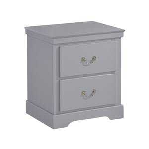 English Elm 1pc Classic Seabright Nightstand with Two Drawers, Satin Nickel Pulls, Versatile Painted Finish Gray 24.25 L x 18.25 W x 28.5 H B011P233734