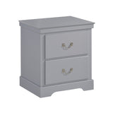 English Elm 1 Piece Classic Traditional 2 Drawers Nightstand Gray Finish Bedroom Furniture Wooden Bedside Table Cabinet