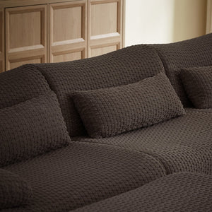 English Elm Sectional U-shaped Corduroy Sofa with Ottoman Convertible Layout for Any Living Room Brown W2339S00156