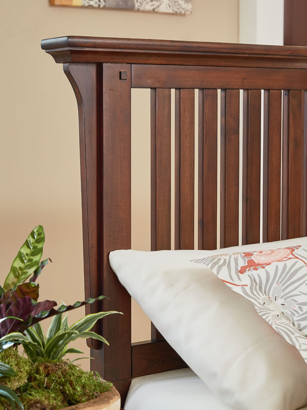 OSP Home Furnishings Modern Mission Queen Headboard Vintage Oak