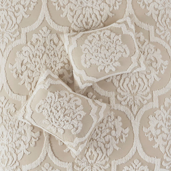 English Elm Full/Queen Viola 3-Piece Tufted Cotton Chenille Damask Duvet Cover Set — Cottage Chic, OEKO-TEX Certified Comfort B03597347