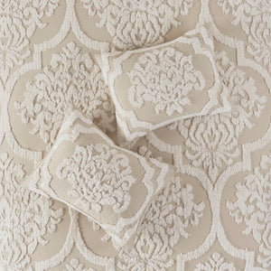 English Elm King/Cal Viola 3-Piece Tufted Cotton Chenille Damask Duvet Cover Set – OEKO-TEX, Button Closure, Cottage Chic Comfort B03597348
