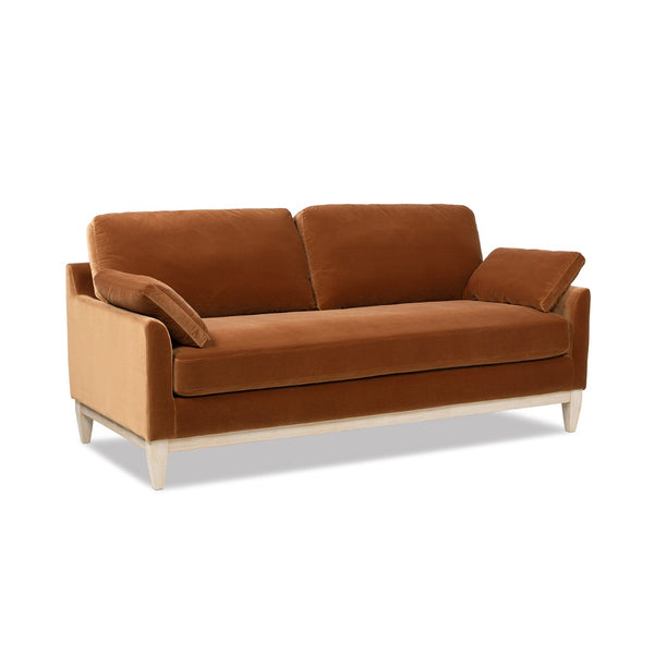 English Elm Pasadena Farmhouse Velvet Sofa with Rubberwood Base for Cozy Living Rooms B2719P479036