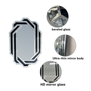 English Elm Decorative Crystal Crush Diamond Wall Mirror Glam Faceted Glass Statement Piece W3836P409959