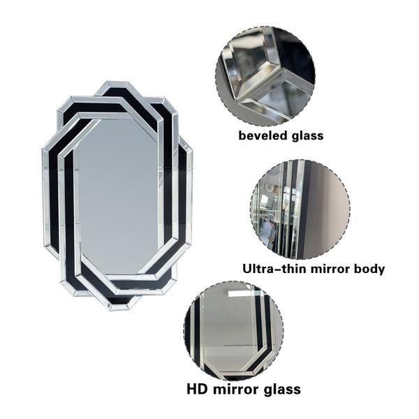 English Elm Decorative Crystal Crush Diamond Wall Mirror Glam Faceted Glass Statement Piece W3836P409959