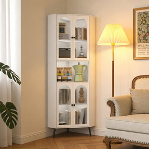 English Elm 73'' Tall Steel Corner Cabinet with Adjustable Shelves and Doors for Any Room W3387P450849