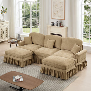 English Elm Classic Comfy Modular U-Shape Sectional Sofa With Removable Skirts, Ottoman, And Stylish Design W3041S00246