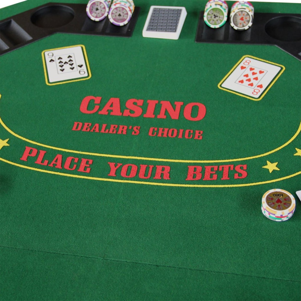 English Elm Ino Folding Octagon Felt Poker Tabletop for 8 Players with Cup Holders and Carry Case W2748P271360