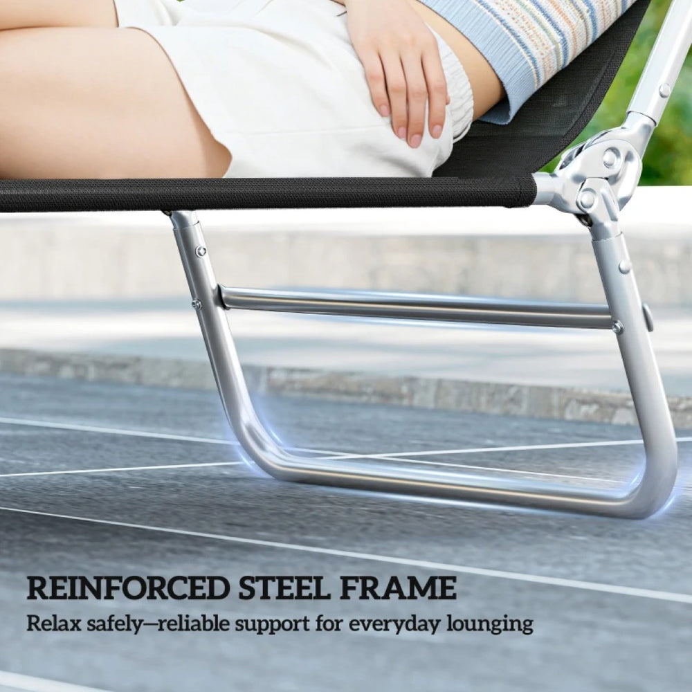 English Elm Convenient Folding Mesh Chaise Lounge with Steel Frame for Pool Patio Outdoor Tanning T3971P459782