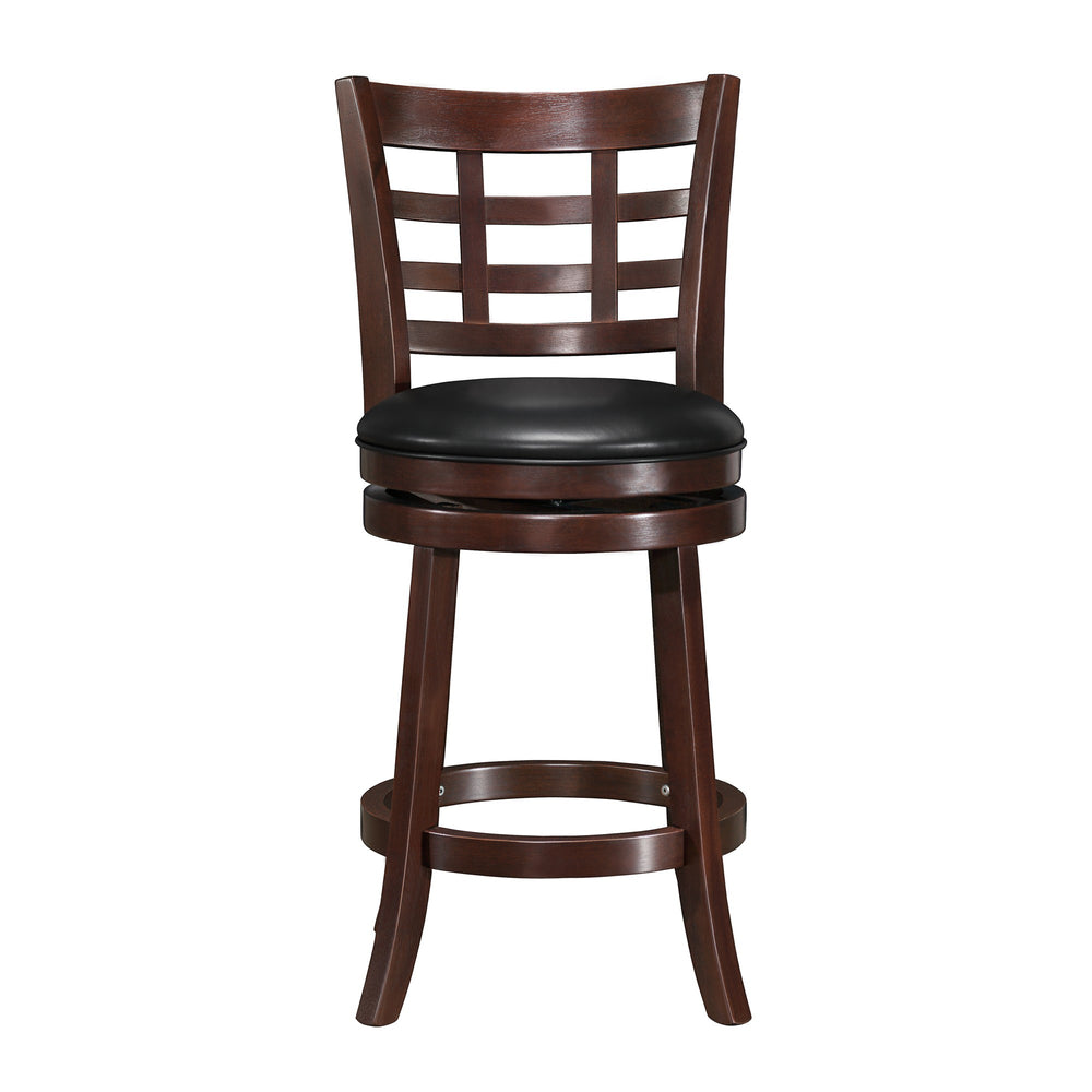 Homelegance Jaxon Swivel Counter Stool Rubberwood Frame Padded Seat for Kitchen Bars 032DC-24BKPU